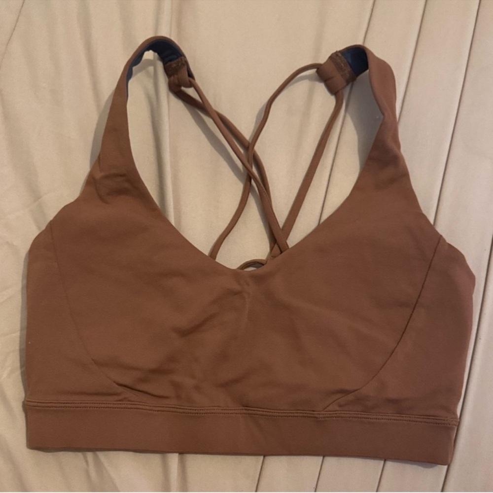 Prana Brown Sports Bra with Crisscross Back
